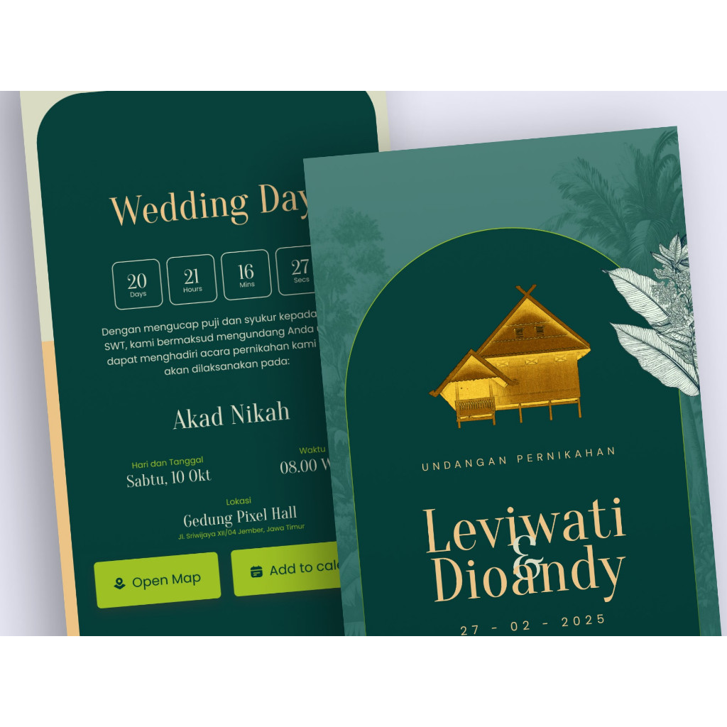 Undangan Pernikahan Digital Website Tema Adat Tradisional Sumatra Selatan Premium