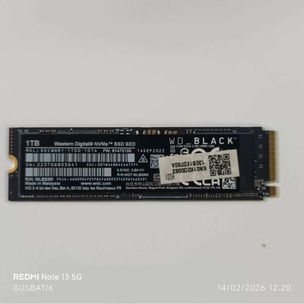 ssd m2 nvme 1TB 1 TB  wd black sn810 2280 gen4 x4 second original
