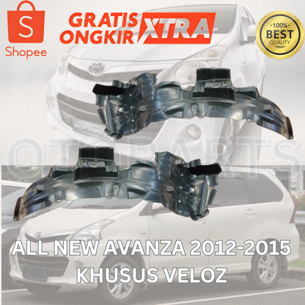 LINER FENDER PELINDUNG SPAKBOR TAHANAN LUMPUR AVANZA VELOZ 2012 2013 2014 2015 BARU OEM