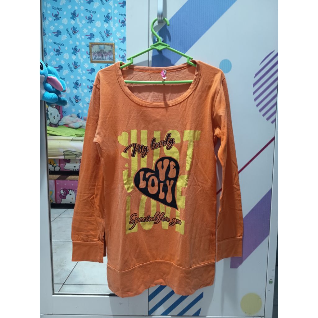 [PL] Kaos Wanita Warna Orange - Lengan Panjang