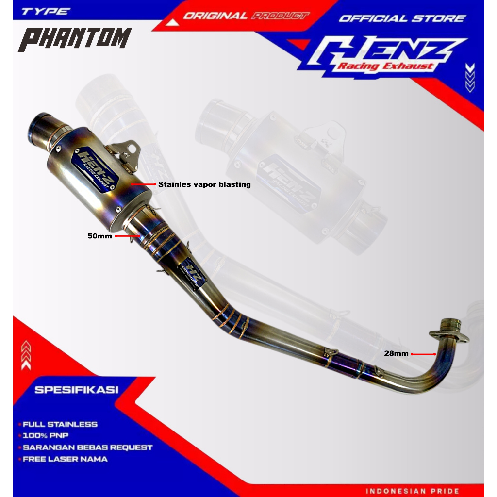 Knalpot GTX blue titan/sundblasting HENZ Racing Exhaust