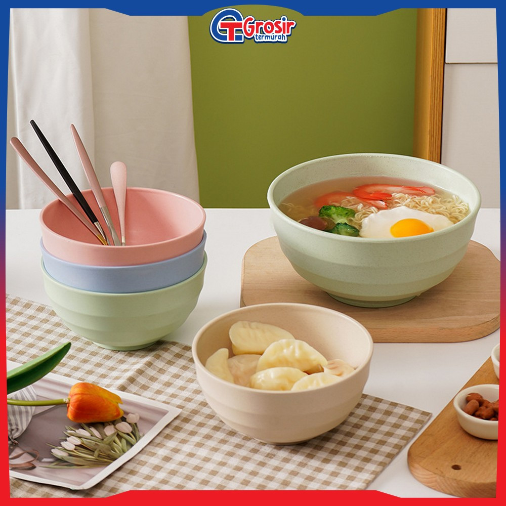 Wheat Straw Bowl Mangkok Jerami Gandum Set 4PCS Ukuran 16CM / Alat Makan Mangkuk Serbaguna Grosir Te