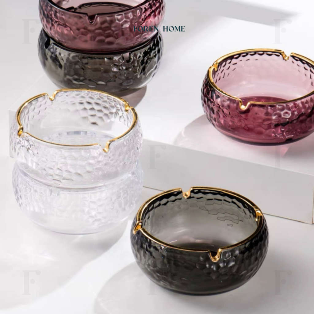 Winston Ashtray | Asbak Kaca Krystal | Asbak with Rim Gold