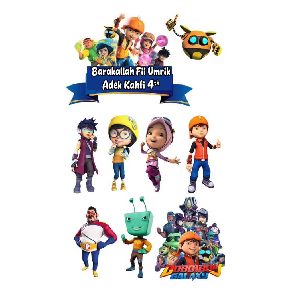 Topper BOBOIBOY | Topper Cake Birthday BOBOIBOY Custom Nama | Hiasan Kue BOBOIBOY