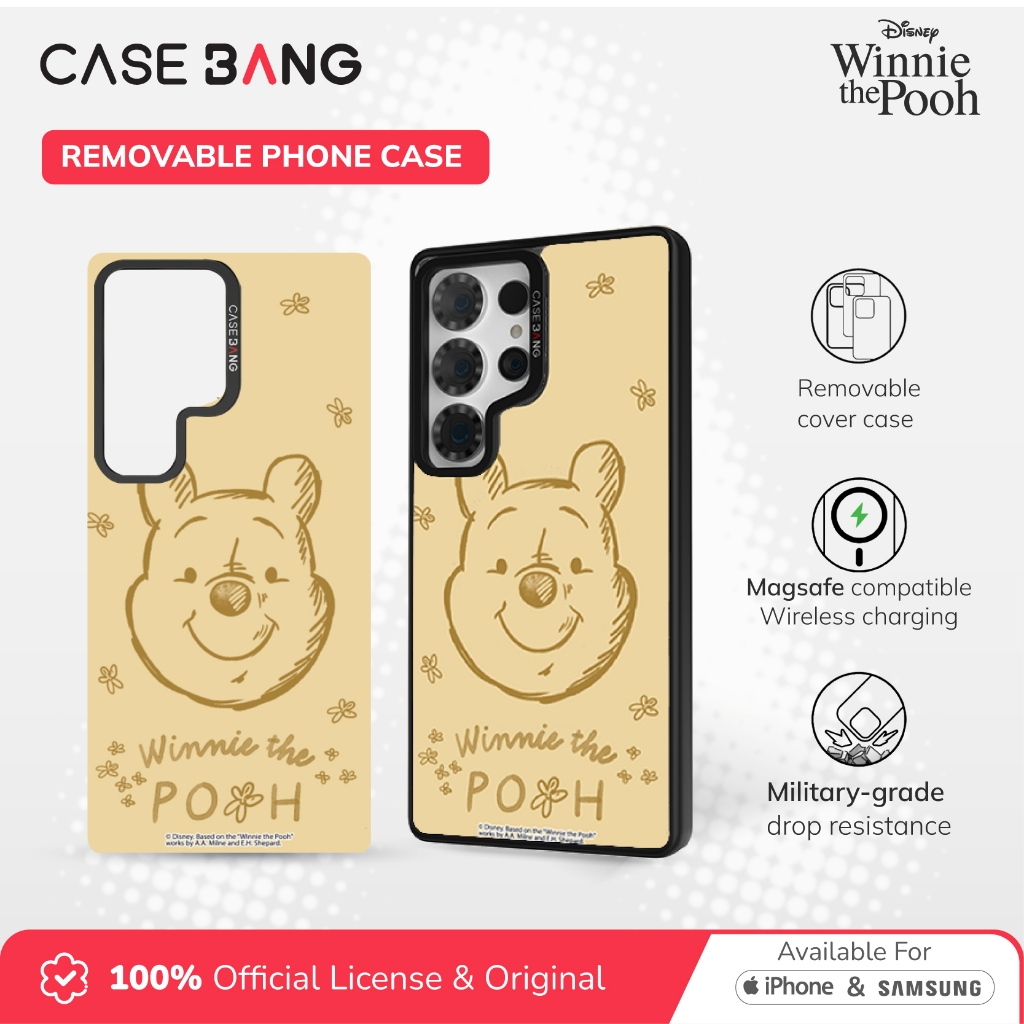 Casebang Removable Phone Case Cover Winnie The Pooh 1.0 Series - Smiling Pooh Magnetic Casing Samsun