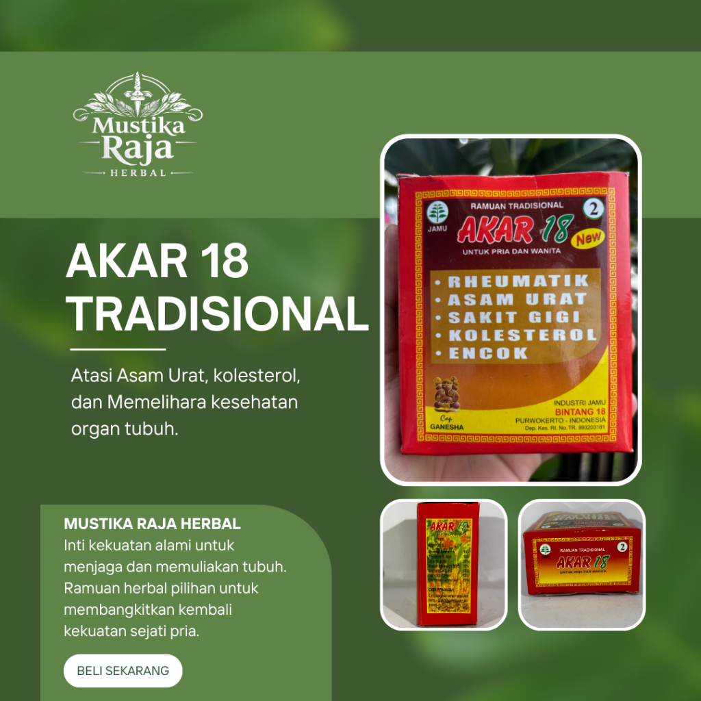 Jamu Herbal Akar 18 Serbuk Untuk Reumatik Kolesterol