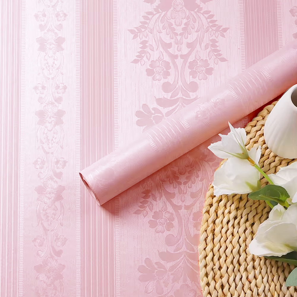 DTG Wallpaper salur putih emboss 45 x 8M Wallpaper polos emboss Tinggal tempel GH196