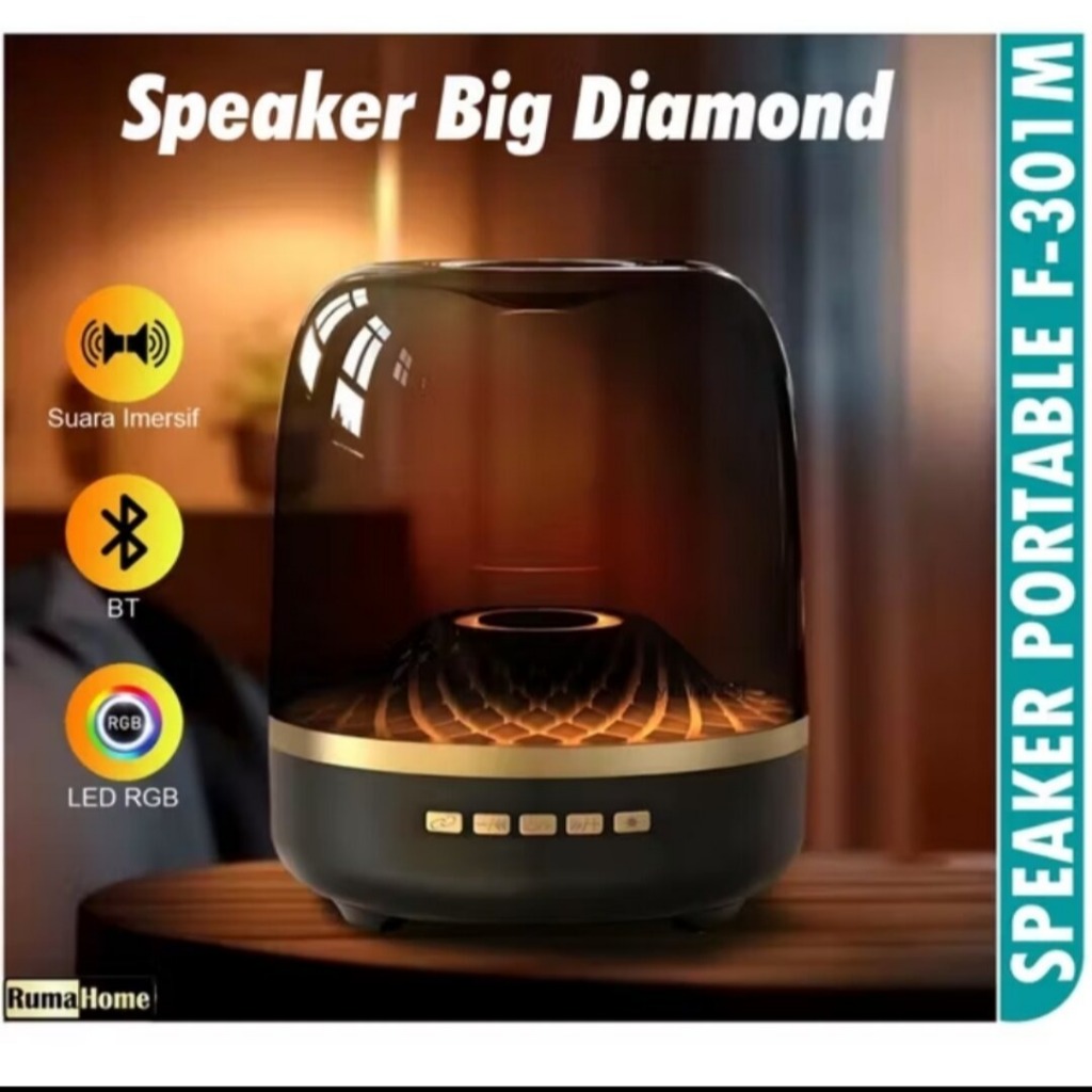 Fleco Speaker Bluetooth Lampu LED Menari F301M Super Bass Musik Box Bluetooth