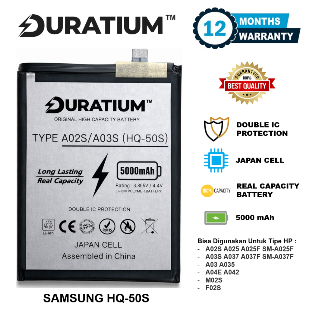 DURATIUM ORIGINAL Baterai Samsung Galaxy A02S A025 A025F SM-A025F / A03S A037 A037F SM-A037F / A03 A