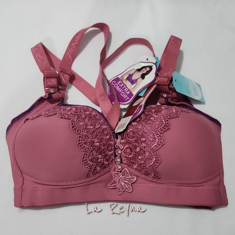BRA BH PIAOLI 1006 Extra Comfort Tanpa Kawat Cup C Kait 3 Jumbo Rose Pink Edition
