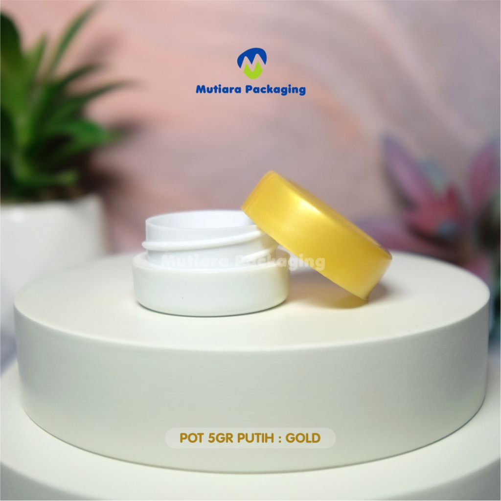 POT 5GR PUTIH TUTUP GOLD - POT PP 5GR PUTIH-GOLD - POT 5GR PUTIH - GOLD (BG)