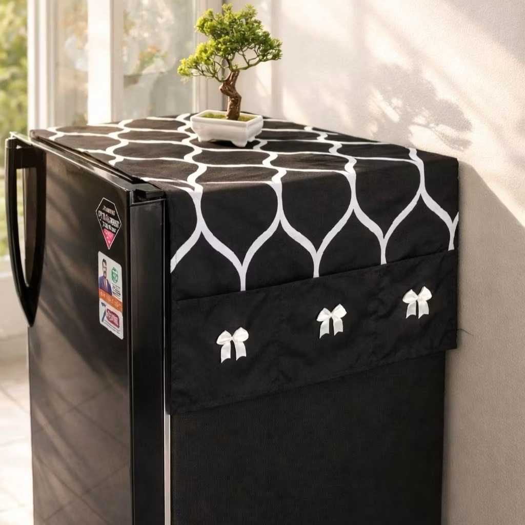 TAPLAK kulkas minimalis taplak kulkas pita kain katun cover kulkas aesthetic sarung kulkas aesthetic