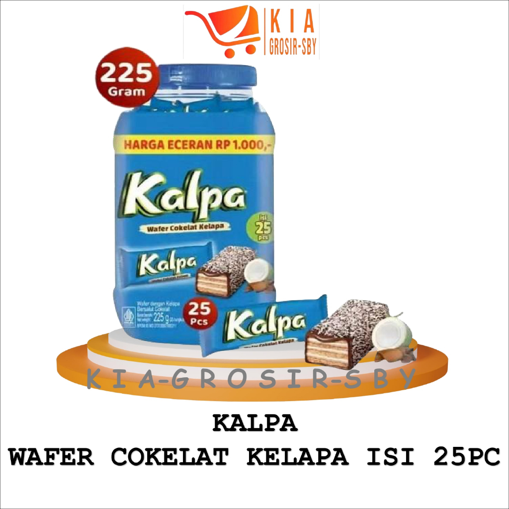 Kalpa Wafer Coklat Kelapa Toples 225gr Isi 25 Pcs (1 Dus Isi 8 Toples)