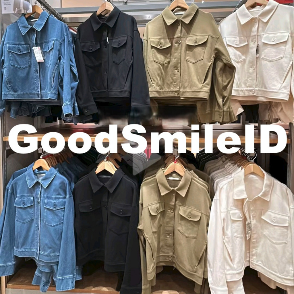 SALE!! Women Jaket Jersey Relax Pendek Crop Jacket Denim Rileks OUTER WANITA CEWEK JASTIP UNIQLO