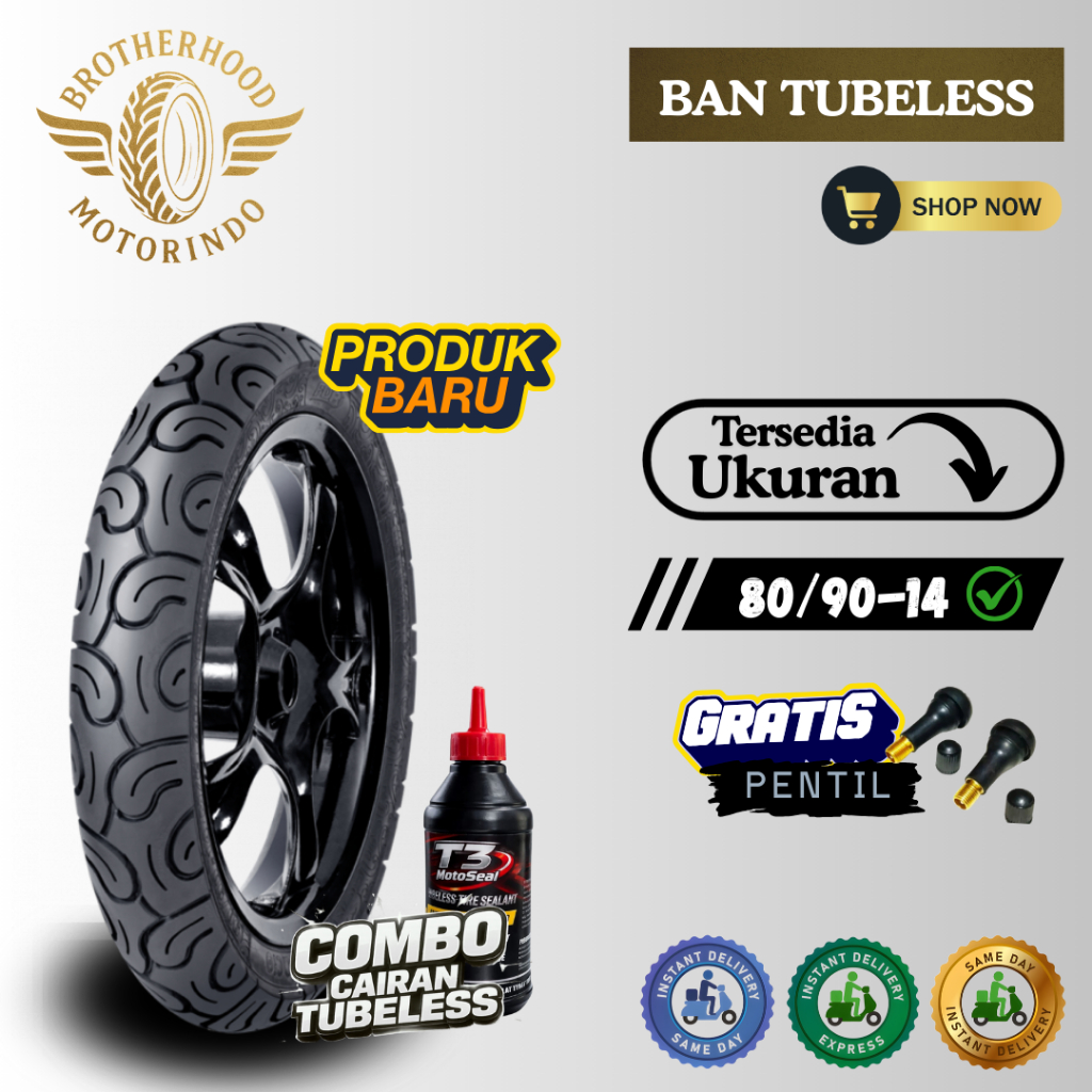 BAN FDR FACIO 80/90-14 TUBELESS  / BAN TUBLES / BAN MOTOR RING 14 / BAN FDR RING 14 / BEAT GENIO OLD