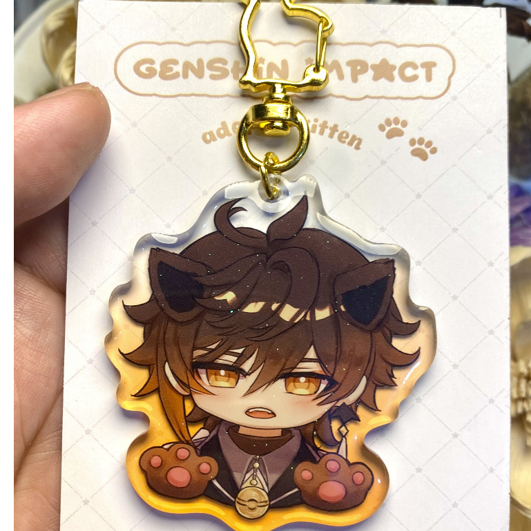 Genshin Impact Zhongli Acrylic Epoxy Keychain ~Jelly Kitten Series~ by shuucreaming | Genshin Zhongl