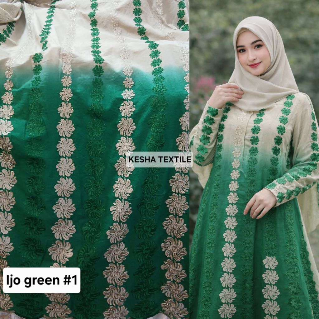 Kain bahan katun bordir gradasi / Kain katun bordir premium import