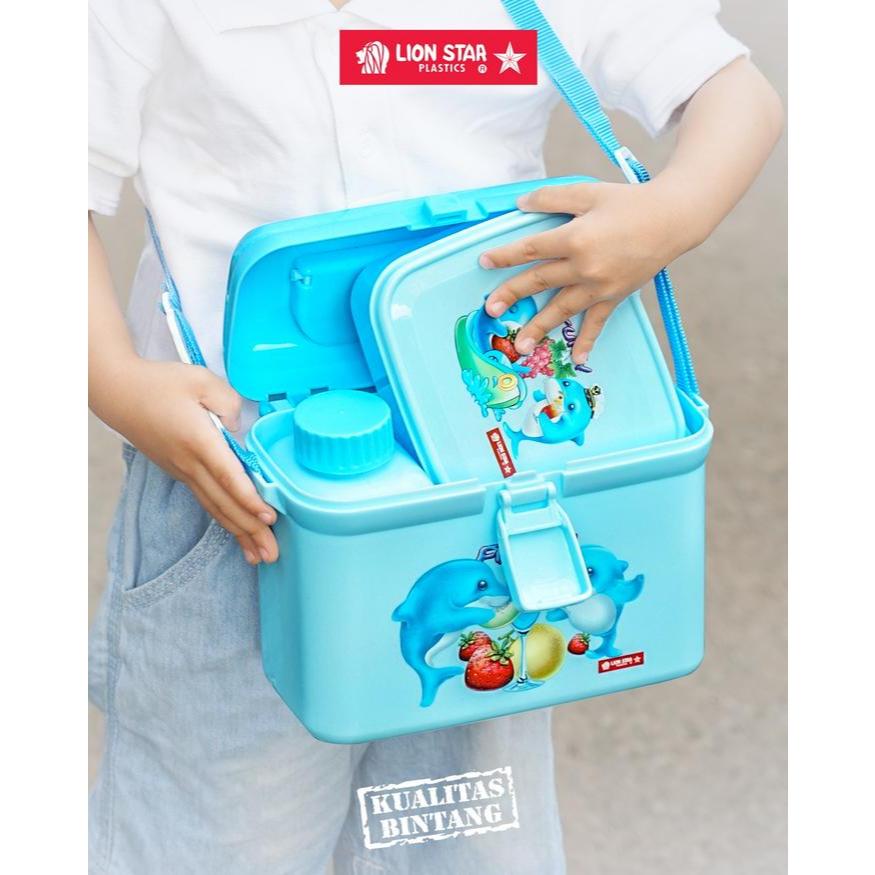Kotak Bekal Makanan Minuman Set Anak SB-21 Pinky School Box Lion Star Lion Star SB-21 Pinky School B