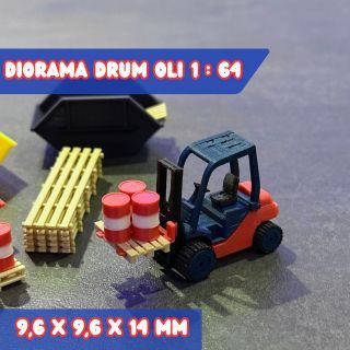 Diorama Drum Oli 1:64 - Aksesoris Bengkel & Gudang Diecast Bahan PLA+