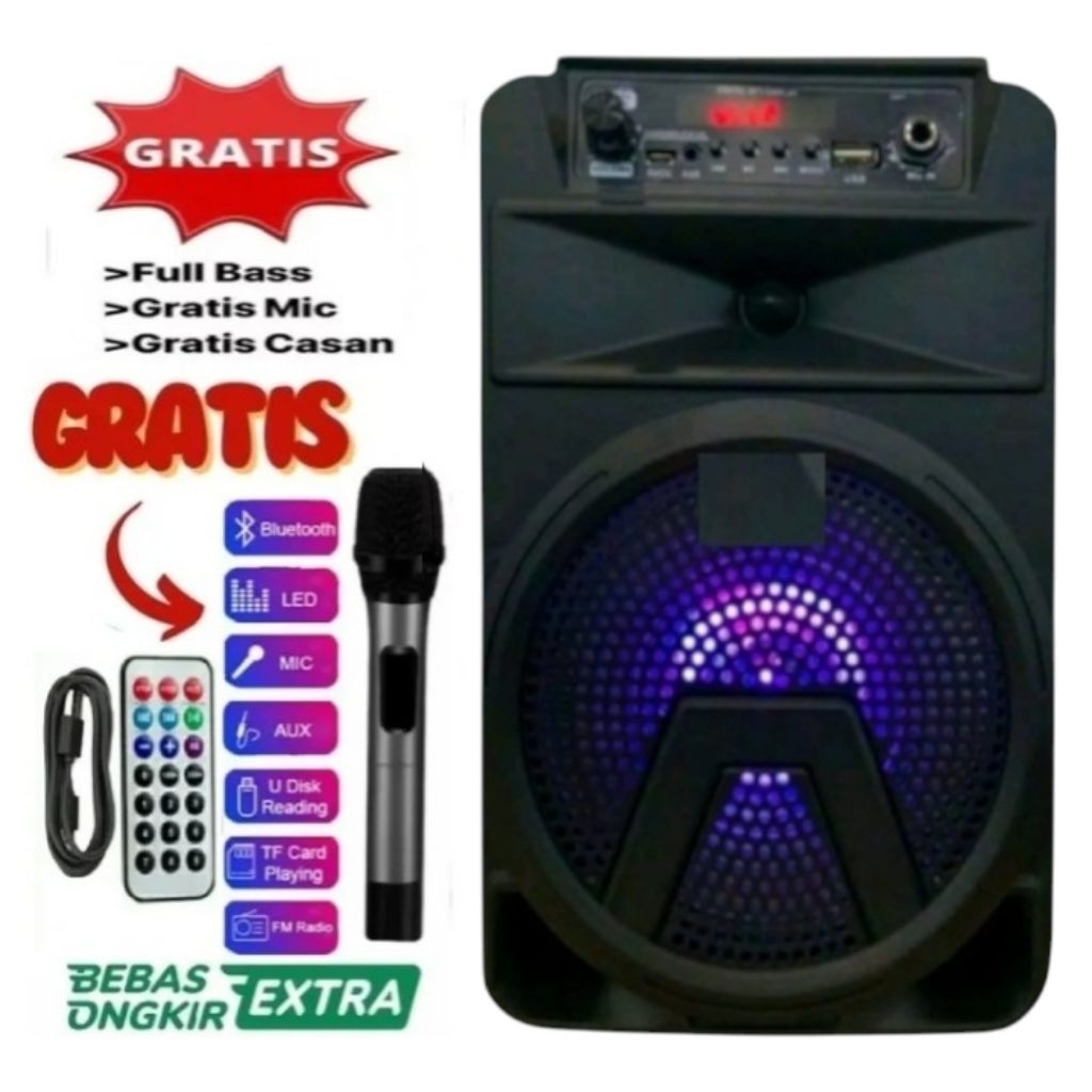 Speaker Aktif Bluetooth Brain Power BP-7801 + Microphone Free Remote Control Speaker