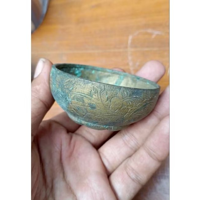 bokor mini kuningan ukir lawas antik jadul vintage