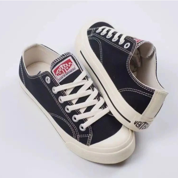Ventela Shoes - Basic Low Kanvas Hitam Putih Nyaman dipakai harian
