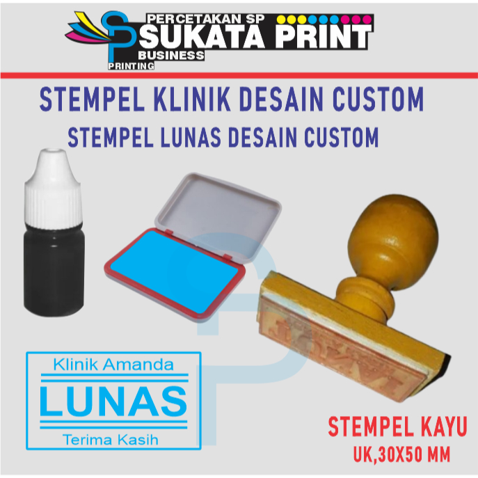 cetak stempel kayu stempel Lunas desain custom stempel lunas klinik