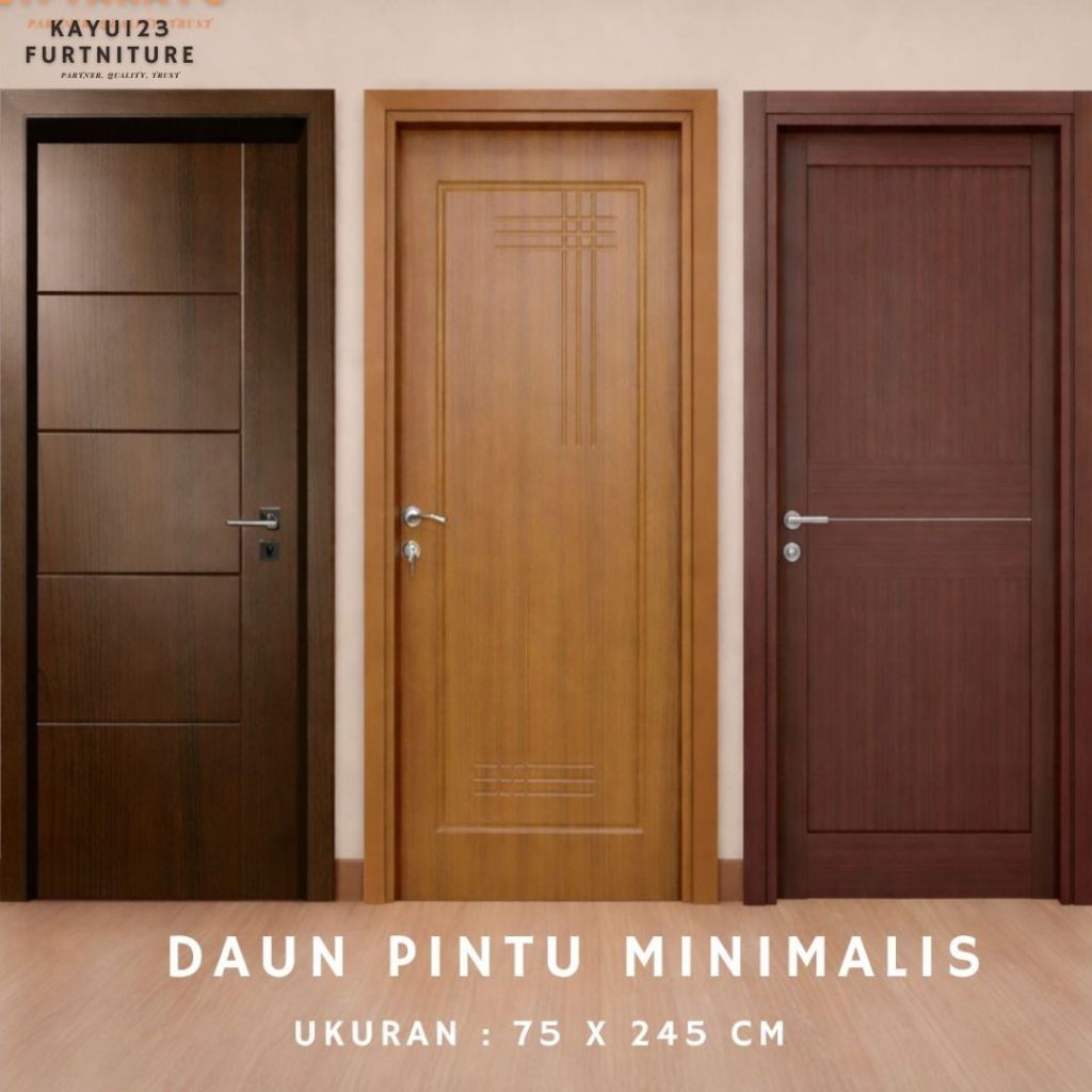 DAUN PINTU MINIMALIS 75x245 CM DOUBLE TEAKWOOD / NYATOH / SUNGKAI / MERANTI