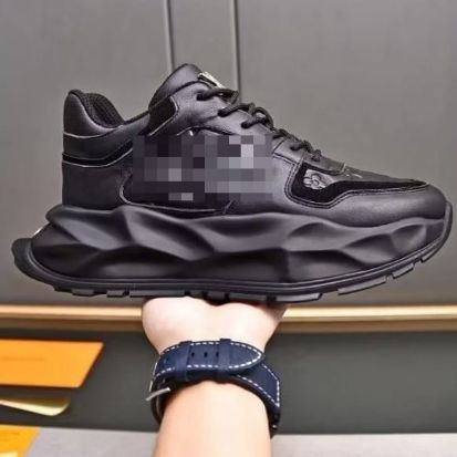 Sepatu Pria Sneakers Wedges Cowok Hitam Kulit