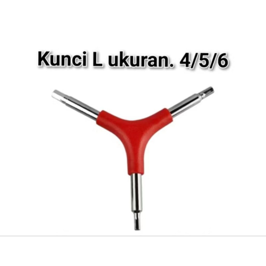 kunci L gagang merah bentuk Y ukuran 4/5/6