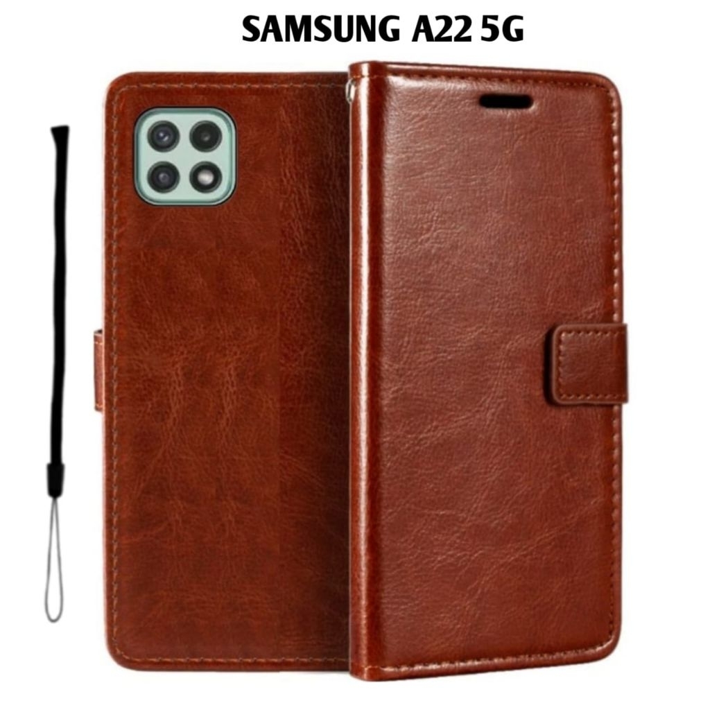 CASE SAMSUNG A22 5G LEATHER CASE SARUNG HP DOMPET KULIT FLIP COVER CASE BUKA TUTUP KESING DOMPET