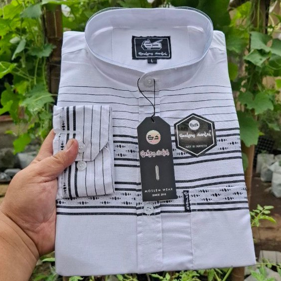 Galery Santri Baju Koko Pria Dewasa Lengan Panjang Katun Madinah Songket - Baju Koko Putih Dewasa