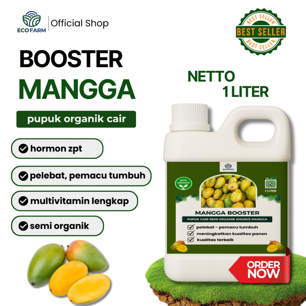ECOFARM - BOOSTER MANGGA 1 Liter - Pupuk organik Cair dan ZPT Khusus tanaman MANGGA  & Pelebat buah 