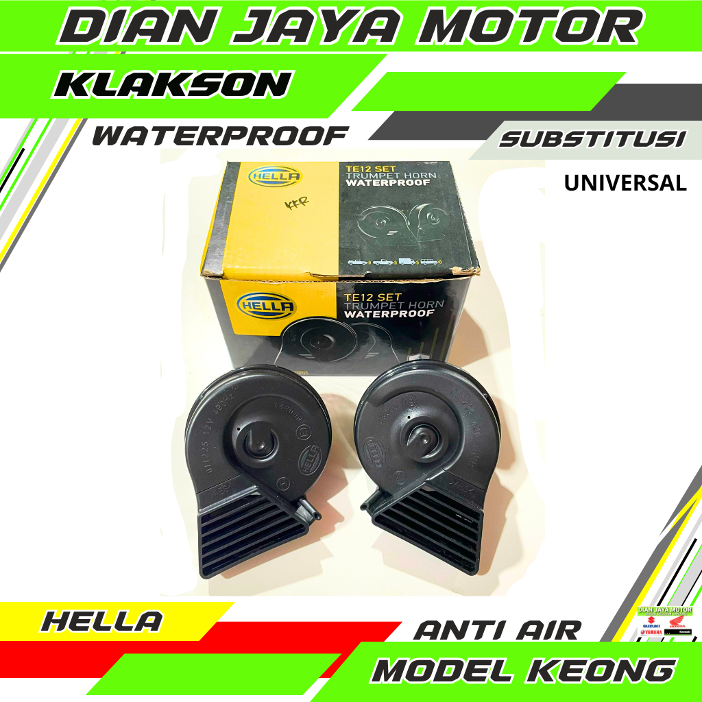 (Hella) Klakson Keong Hella Waterproof Anti Air Klakson Motor Mobil Klakson Hella TE12 Trumpet Horn 