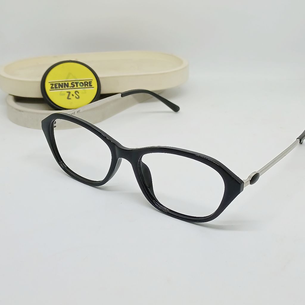 Kacamata Bulat oval besar Frame Kokoh gagang besi bisa custom minus, plus atau silinder