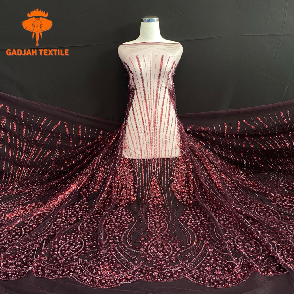 Tulle motif full payet/ kain tulle aksesoris payet/ Tulle payet premium/ kain kebaya/ gaun