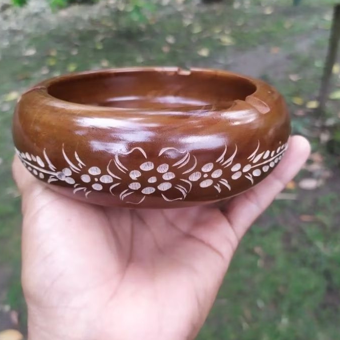 asbak kayu jati, asbak ukir