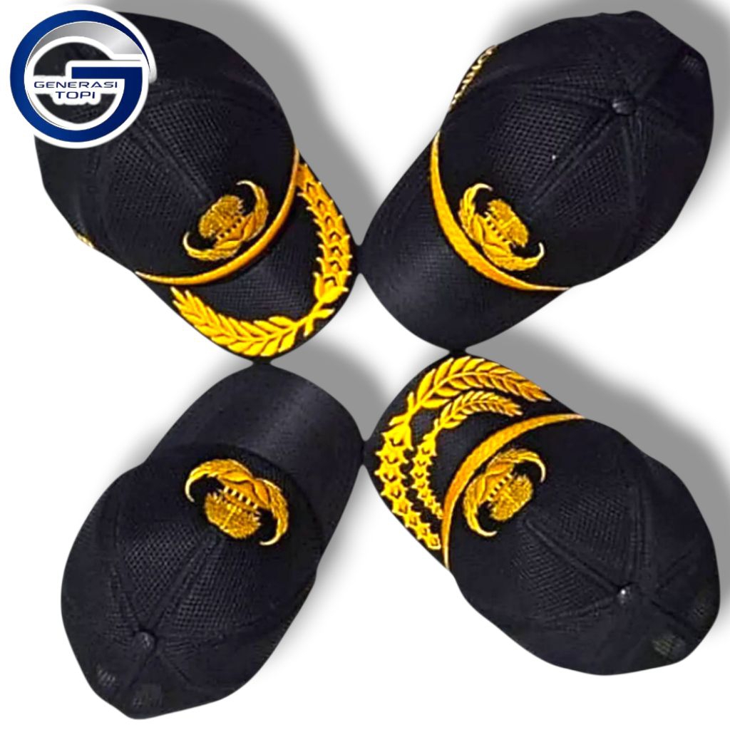 Topi Korpri Hitam Bahan Doublemes Golongan 2/3/4 - Topi Pns Bordir - Topi Dinas Pns Bordir - Topi Ko