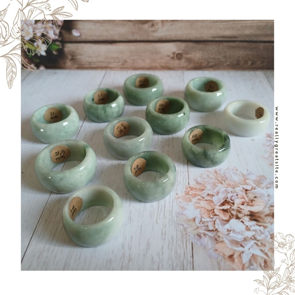 Cincin Giok Asli Burma Lebar