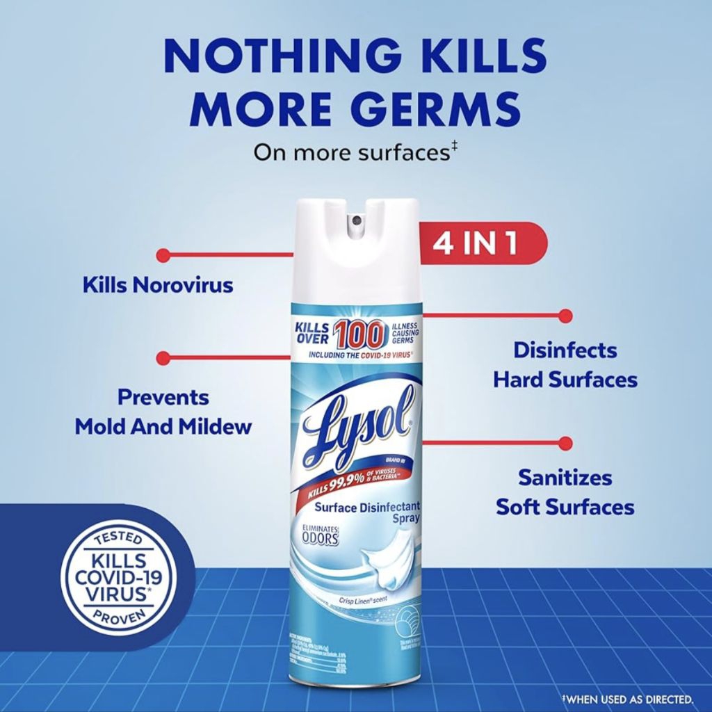 Lysol Disinfektan Spray, Peralatan Pembersihan Rumah Tangga, Semprotan Ruangan Serbaguna, Sanitizer 