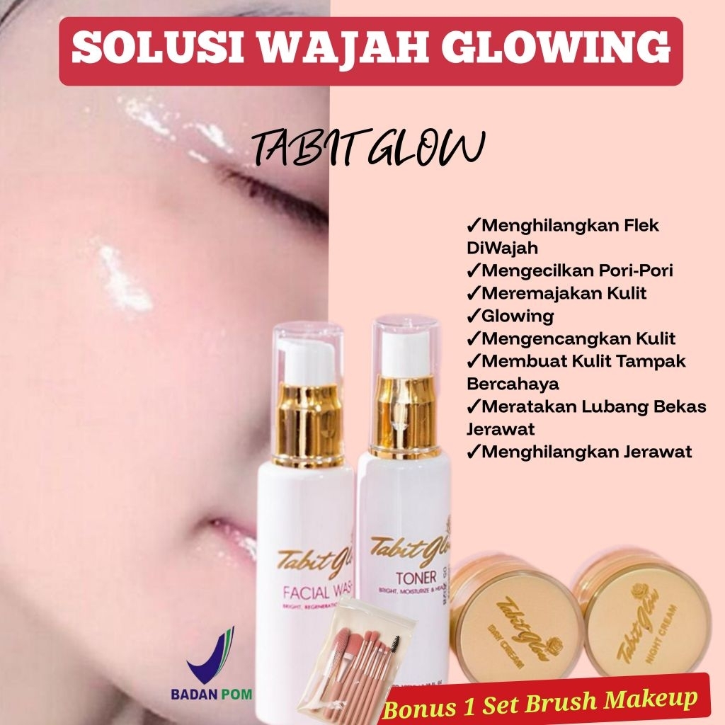 BONUS BRUSH TABITGLOW SKINCARE CREAM FLEK GLOWING  MENCERAHKAN  WAJAH 1 SET BPOM - MEMUTIHKAN WAJAH