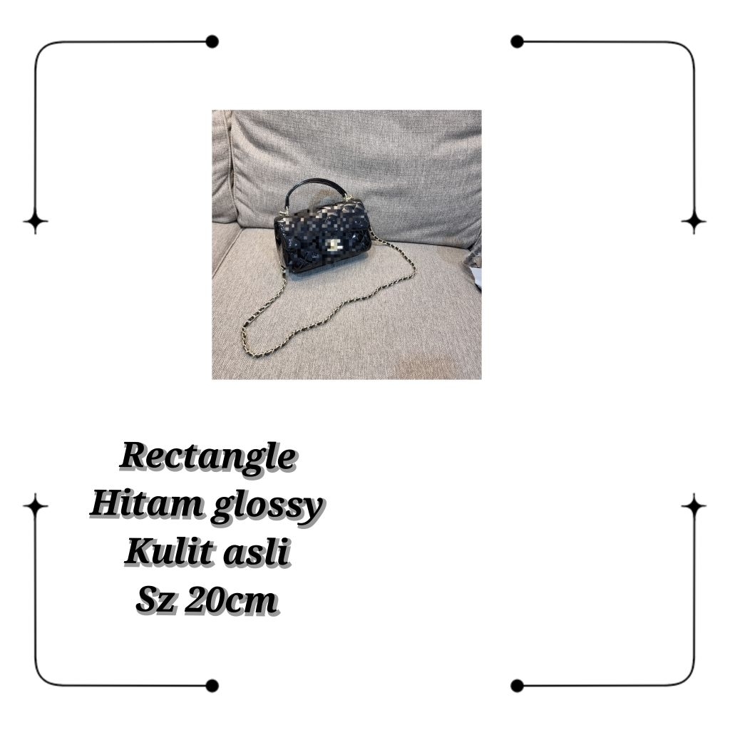 tas hitam glossy kulit size small 20cm selempang tas pesta