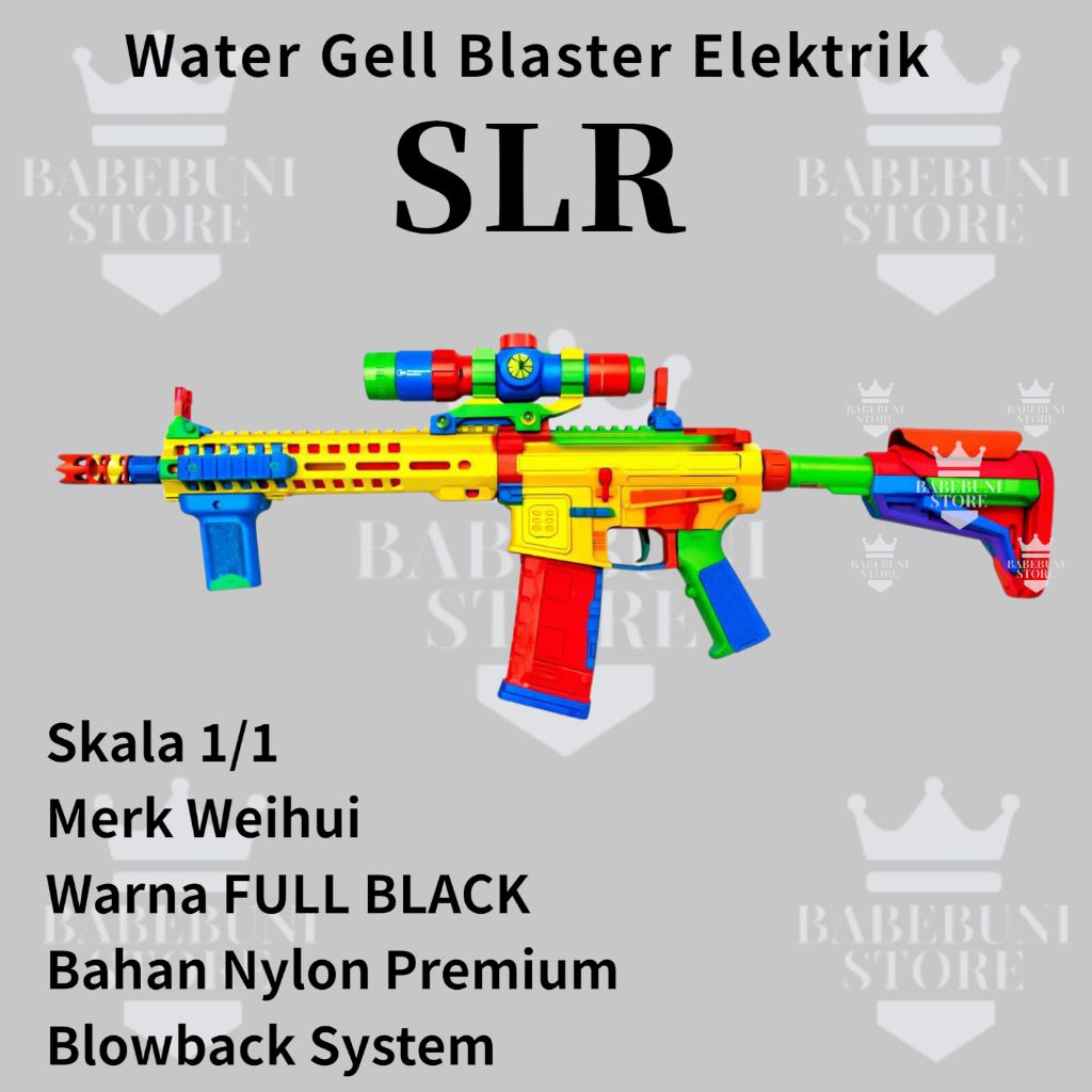 Mainan Anak Cowok Tembak Water Gell Blaster WGB SLR Weihui Elektrik Dual Mode Full Auto Baterai Cas