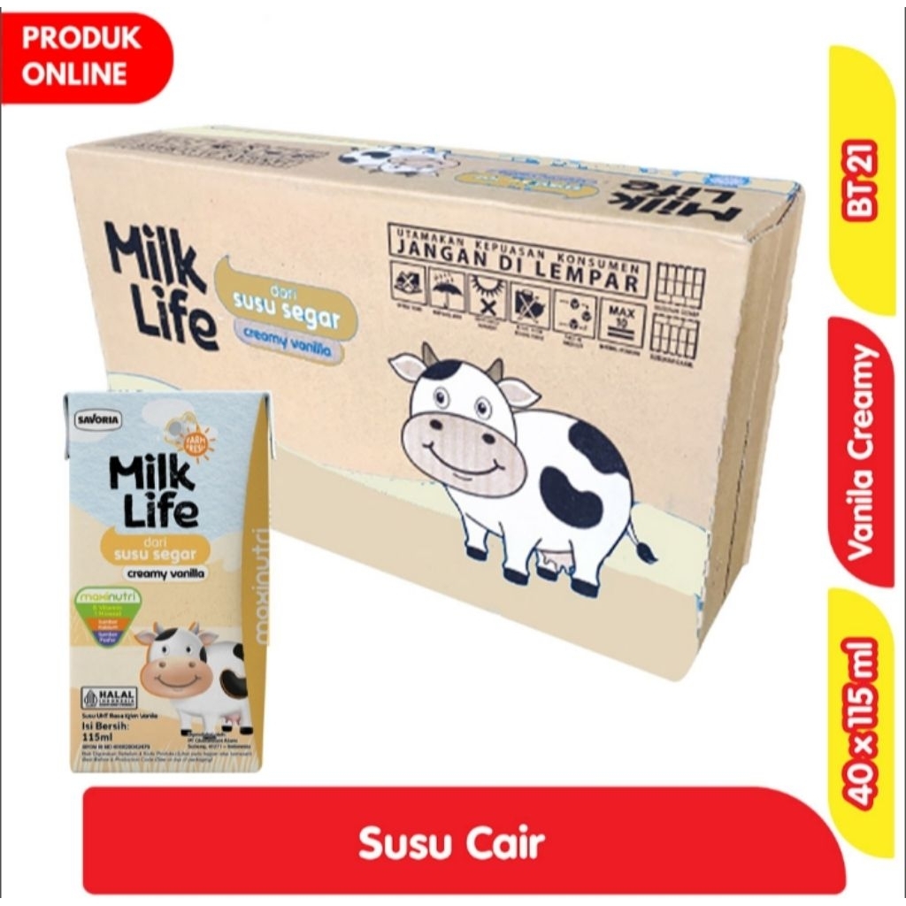Milk Life 1 dus Susu UHT Creamy Vanila 40 x 115ml