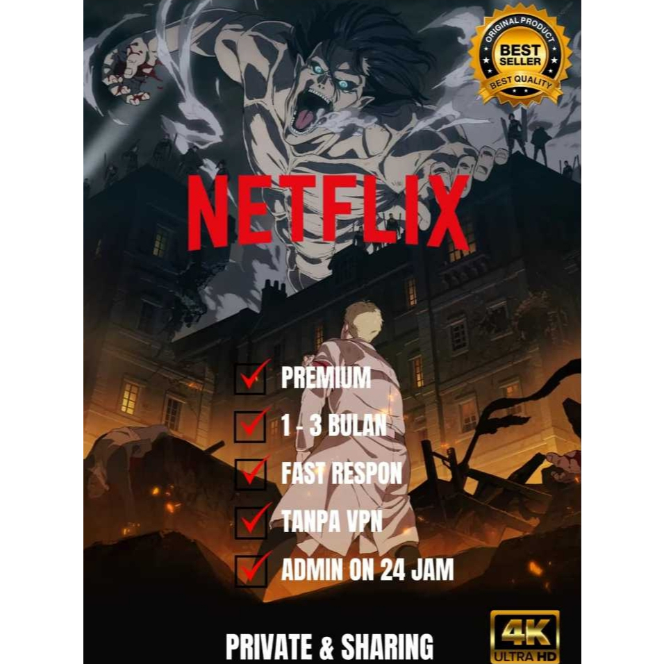 NETFLIX PREMIUM 1 - 3 BULAN 4K PRIVATE LEGAL ALL DEVICE GARANSI FULL 100%