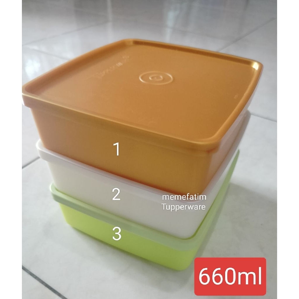 large square away tupperware ECER (kotak makan tnpa sekat 660ml)
