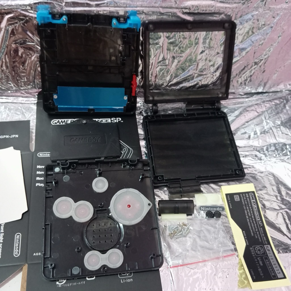 casing gameboy full set gameboy advance SP 101/001 transparant Red black clear blue violet GBA SP 10