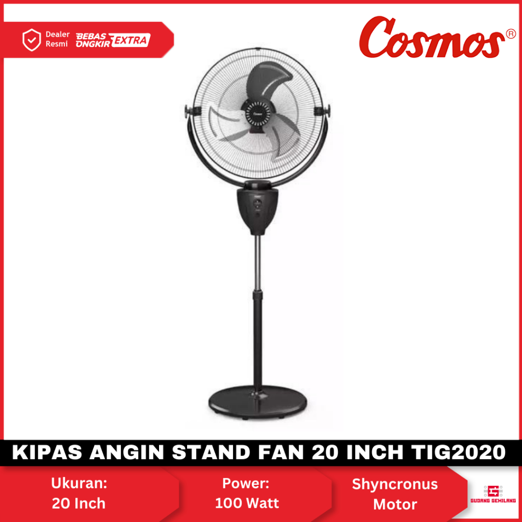Kipas Angin Berdiri Cosmos 20 Inch Kipas Besi Stand Fan TIG-2020 COSMOS