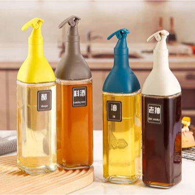Botol Minyak Kaca Anti Tumpah Estetik Korean Style Wadah Saos Vinegar Kecap