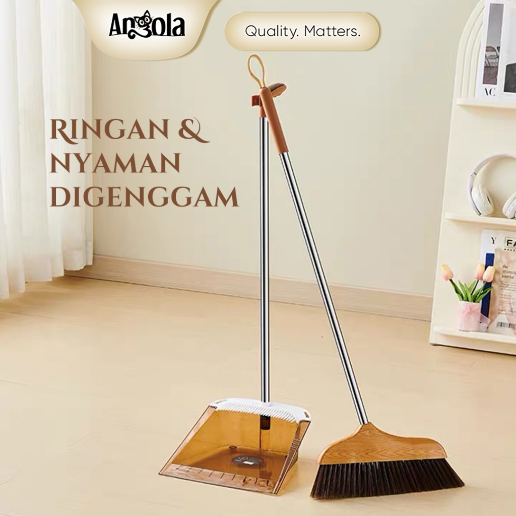 ANGOLA Set Sapu Pengki D20A Broom Set Dustpan / Alat Pembersih Lantai 2IN1 / Kombinasi Sapu Pengki